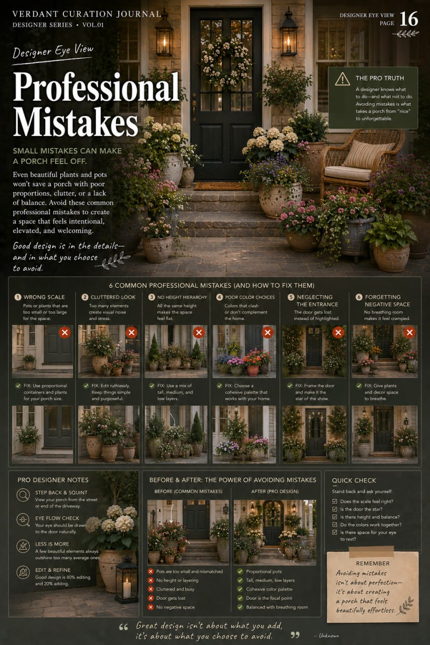 Designer Eye View page 16: Professional Mistakes — six common porch design mistakes and how to fix them