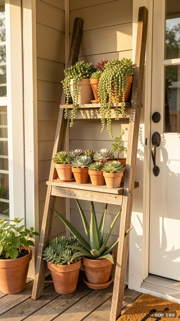 Vertical succulent ladder display